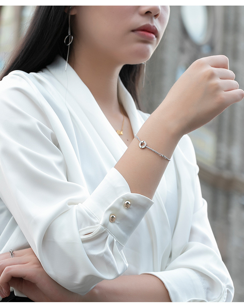 s925银手链女love定格手链时尚简约个性学生森系闺蜜送女友