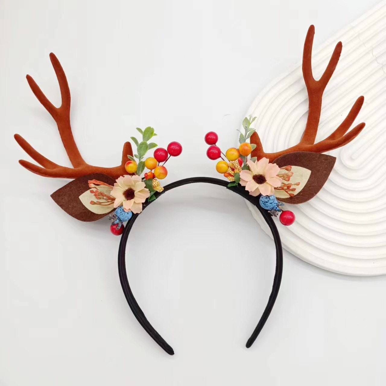 新款圣诞节大鹿角头扣 欧美森系麋鹿头饰发箍-阿里巴巴