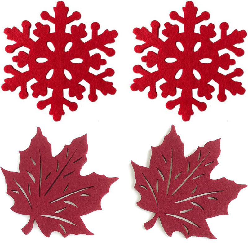 圣诞节毛毡雪花杯垫红色毛毡杯垫餐垫无纺布杯垫家居装饰-阿里巴巴