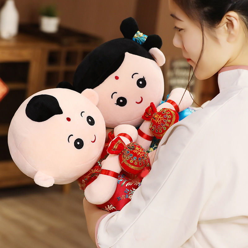 压床娃娃一对结婚床上娃娃批发童男童女金童玉女女孩新婚婚房喜娃