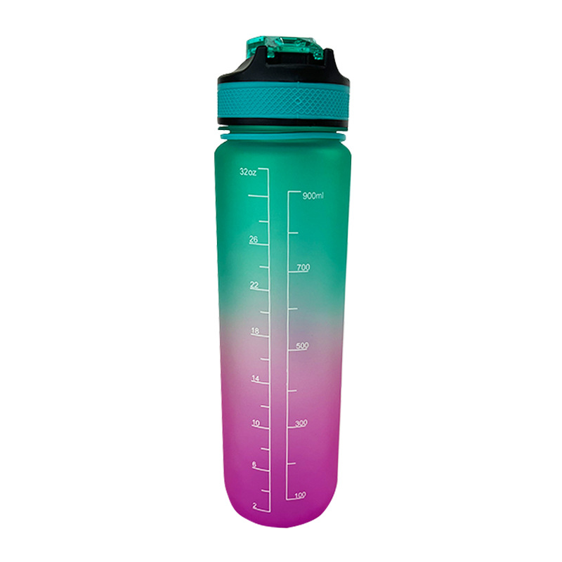Factory Wholesale Amazon Plastic Cup Simple Fashion Gradient Water Cup Outdoor Sports Cup with Straw Lanyard Water Cup