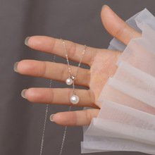 法式珍珠项链S925纯银时尚简约可调节珍珠女款项链设计小众气质