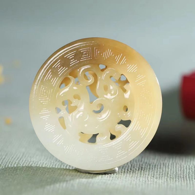 温润斋天然新疆和田玉且末料俏糖色玉石复古龙皮带扣玉器腰扣送证