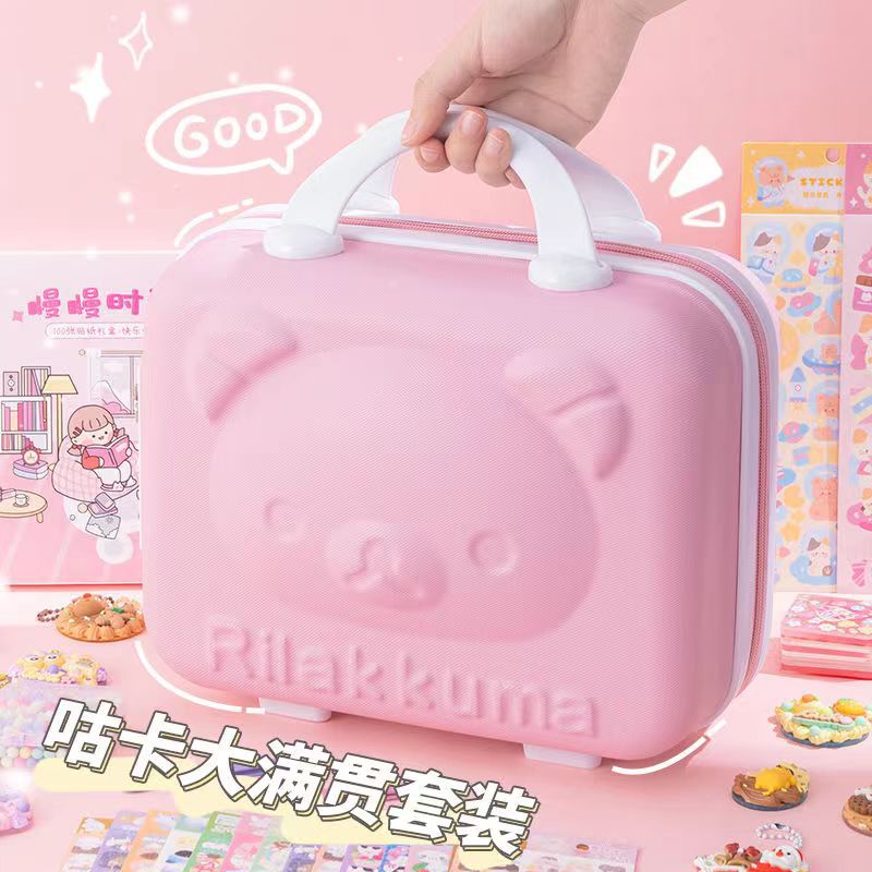 Bear Suitcase Cartoon Luggage Women's Portable Boarding Bag Hand Gift Box Child Storage Makeup Case 14-Inch