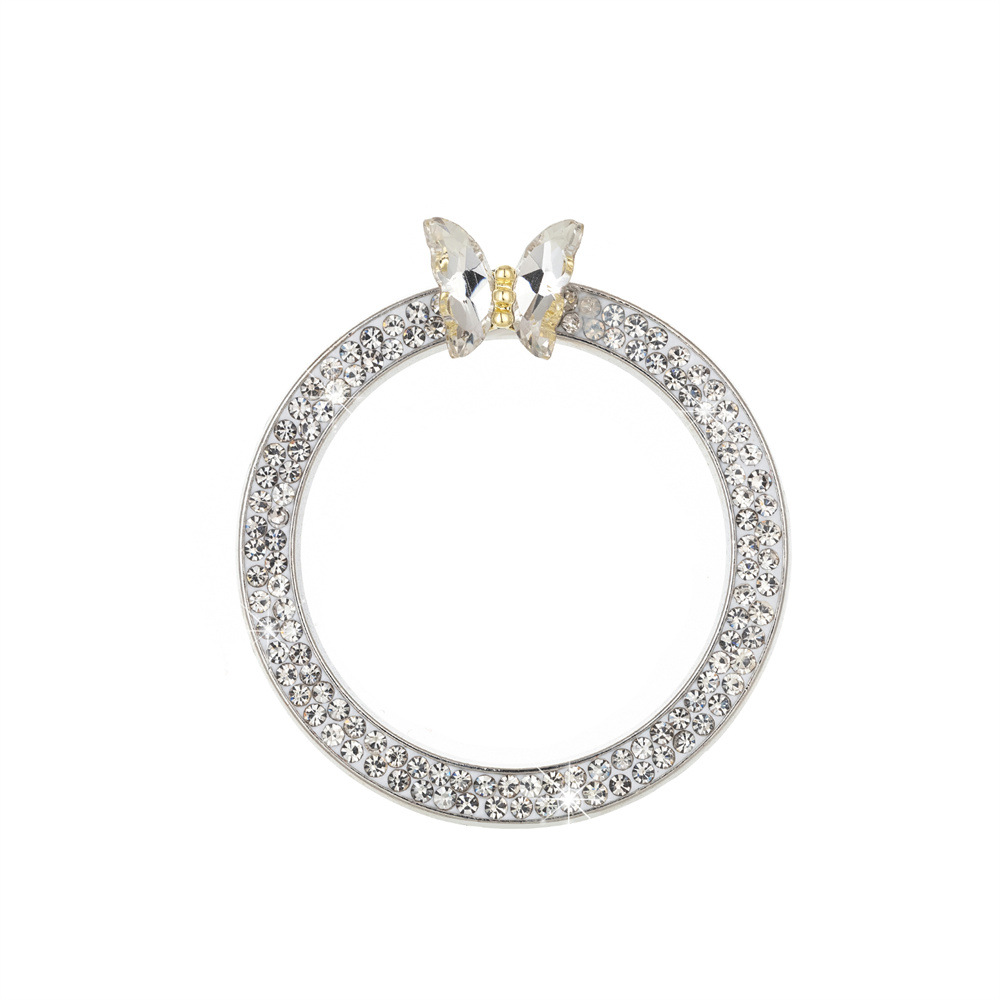 新款镶钻蝴蝶汽车一键启动装饰圈贴点火按钮盖车内水晶启动装饰圈