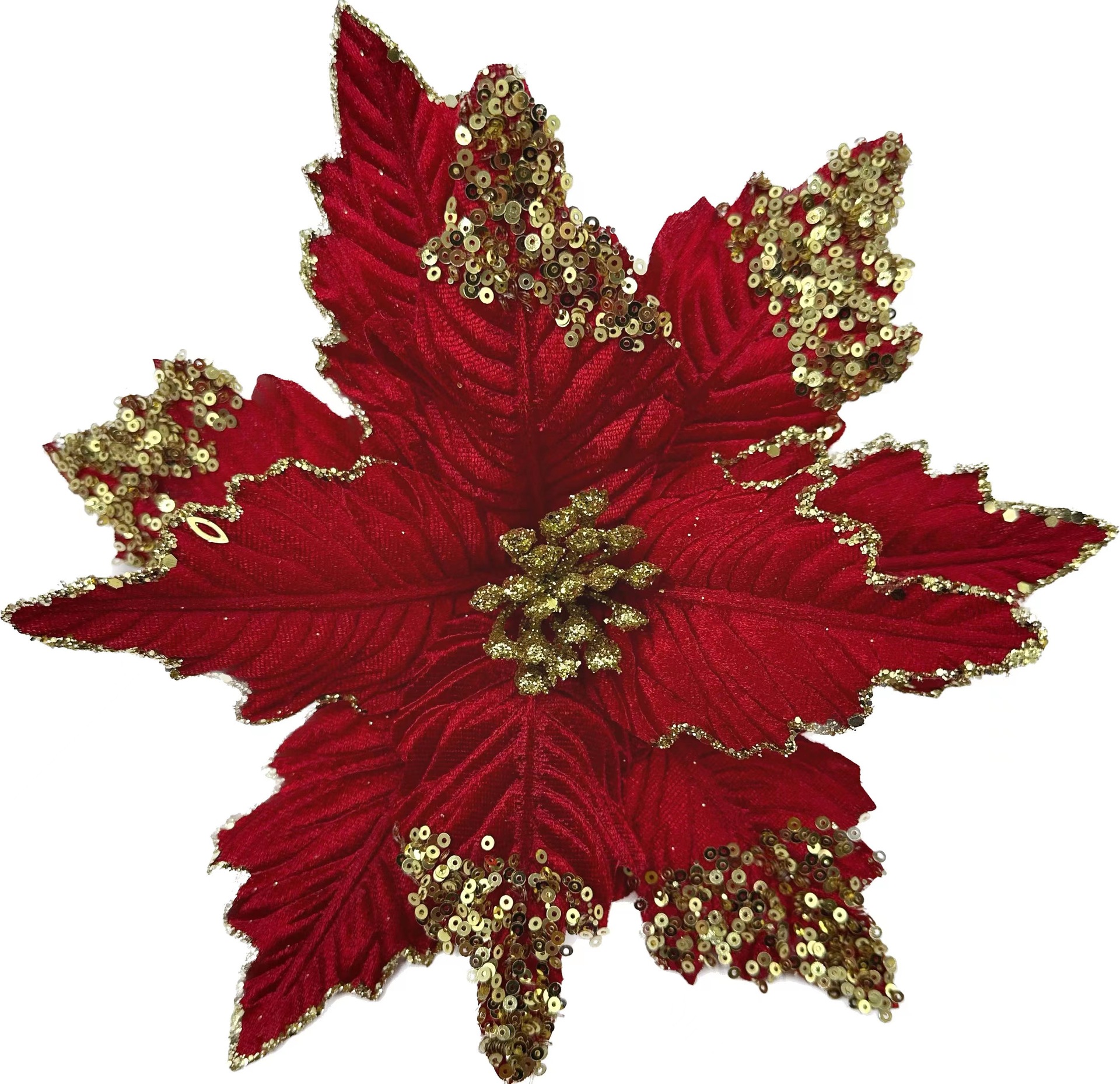 Sequined Christmas Flower Red Multi-Color Artificial Flower Hotel Wedding Mall Christmas Rattan Decoration Fake Flower