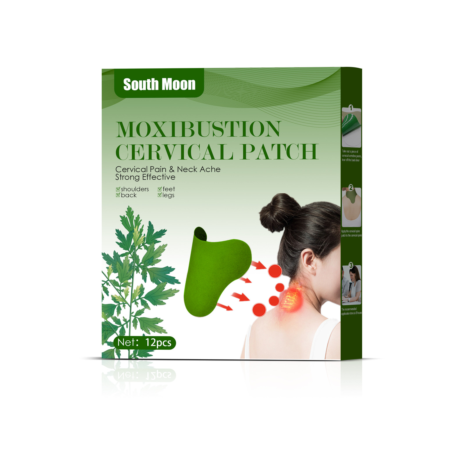 South Moon Argy Wormwood Cervical Sticker Cervical Vertebra Warmer Pad Warm Moxibustion Argy Wormwood Patch Neck Hump Hot Compress Patch Pain Relieving Plaster