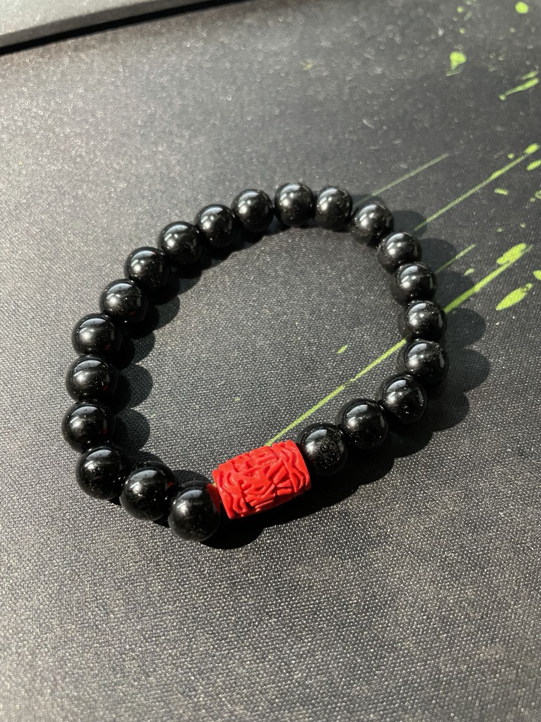 新款仿黑曜石朱砂手链 民族风情侣款朱砂手串 直播网红会销爆款