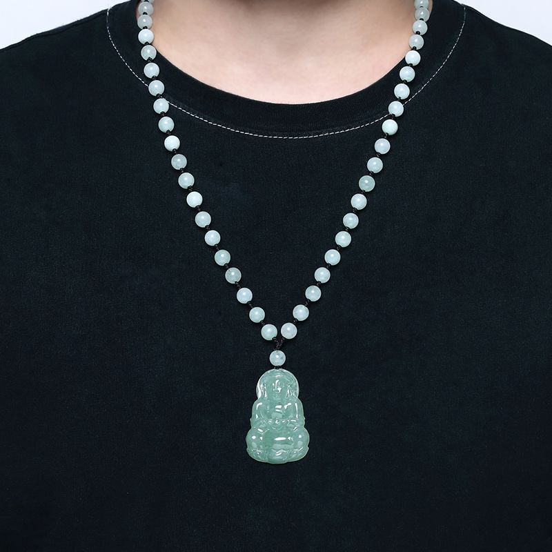翡翠观音吊坠男款大款玉石观音挂件男款项链玉坠佩带证书
