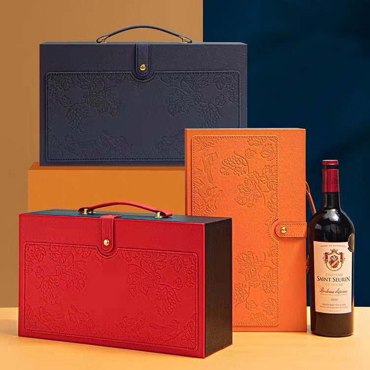 极礼红酒包装礼盒高档空盒手提袋2支葡萄酒双支装通用可制作皮盒
