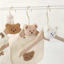 韩版ins风刺绣小熊头 婴儿宝宝木质衣架婴幼儿童晾衣架童装展示架