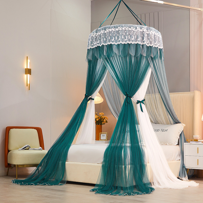 Aijingmei Double-Layer Yarn Hanging Dome Mosquito Nets Floor Palace Style Mosquito Net Suspended Mosquito Net Flat-Top Mosquito Net One Piece Dropshipping