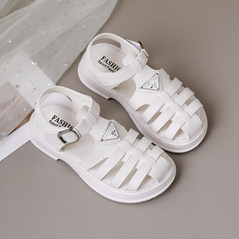 Children's Beach Shoes Girls' Roman Sandals 2023 Summer New Little Girl Princess Shoes Western Style Baby Shoes Non-Slip