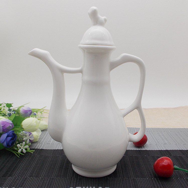 现货中式陶瓷酒壶纯白色分酒器酒店餐厅饭店白酒壶一斤装logo定制