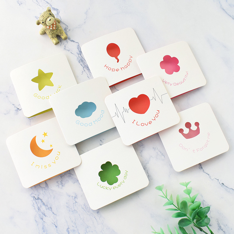 生日贺卡迷你可爱留言卡ins风简约卡通祝福语手写diy手工创意情侣