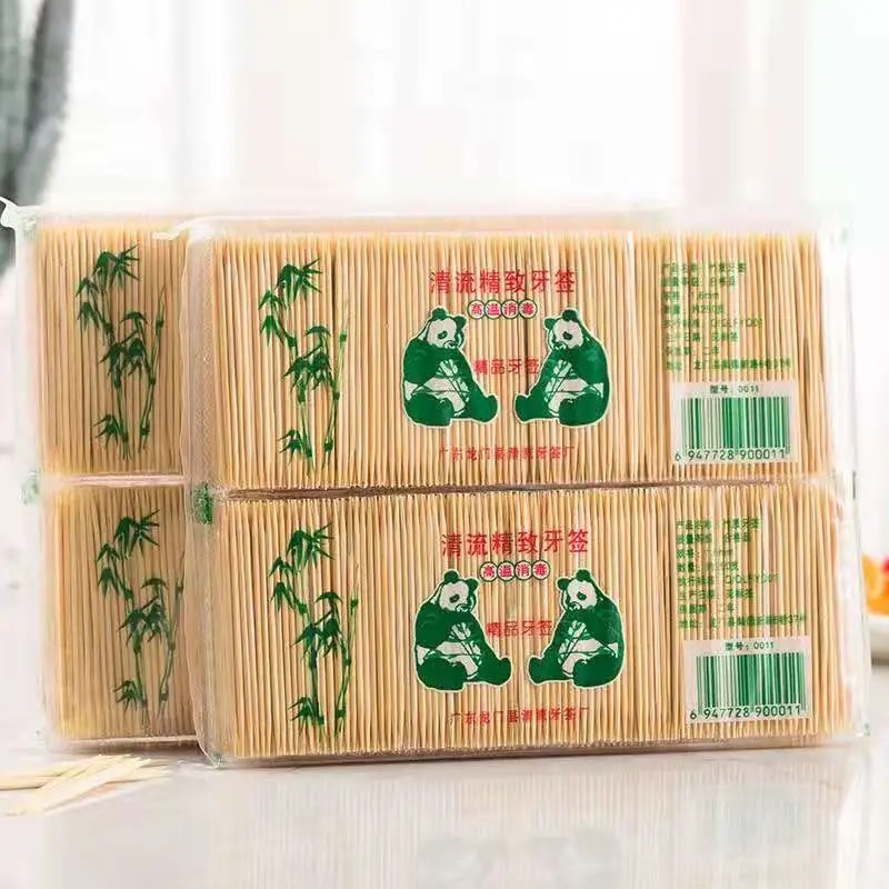 Double-Headed Bamboo Toothpick Factory Wholesale Disposable Bag Fruit Toothpick Household Hotel Restaurant Supermarket Strip Toothpick