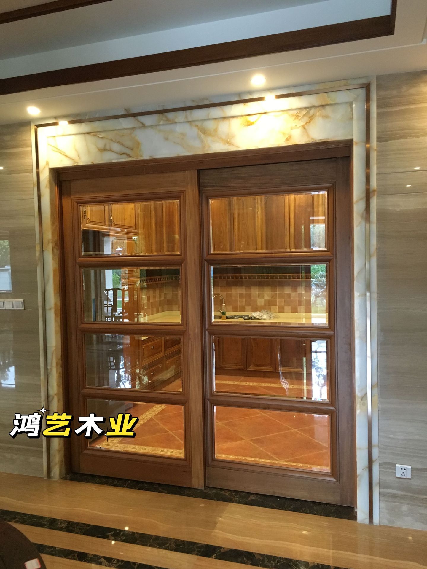 定制柚木门 缅甸柚木厨房趟门 欧式厨房趟门 厨房门 推拉门