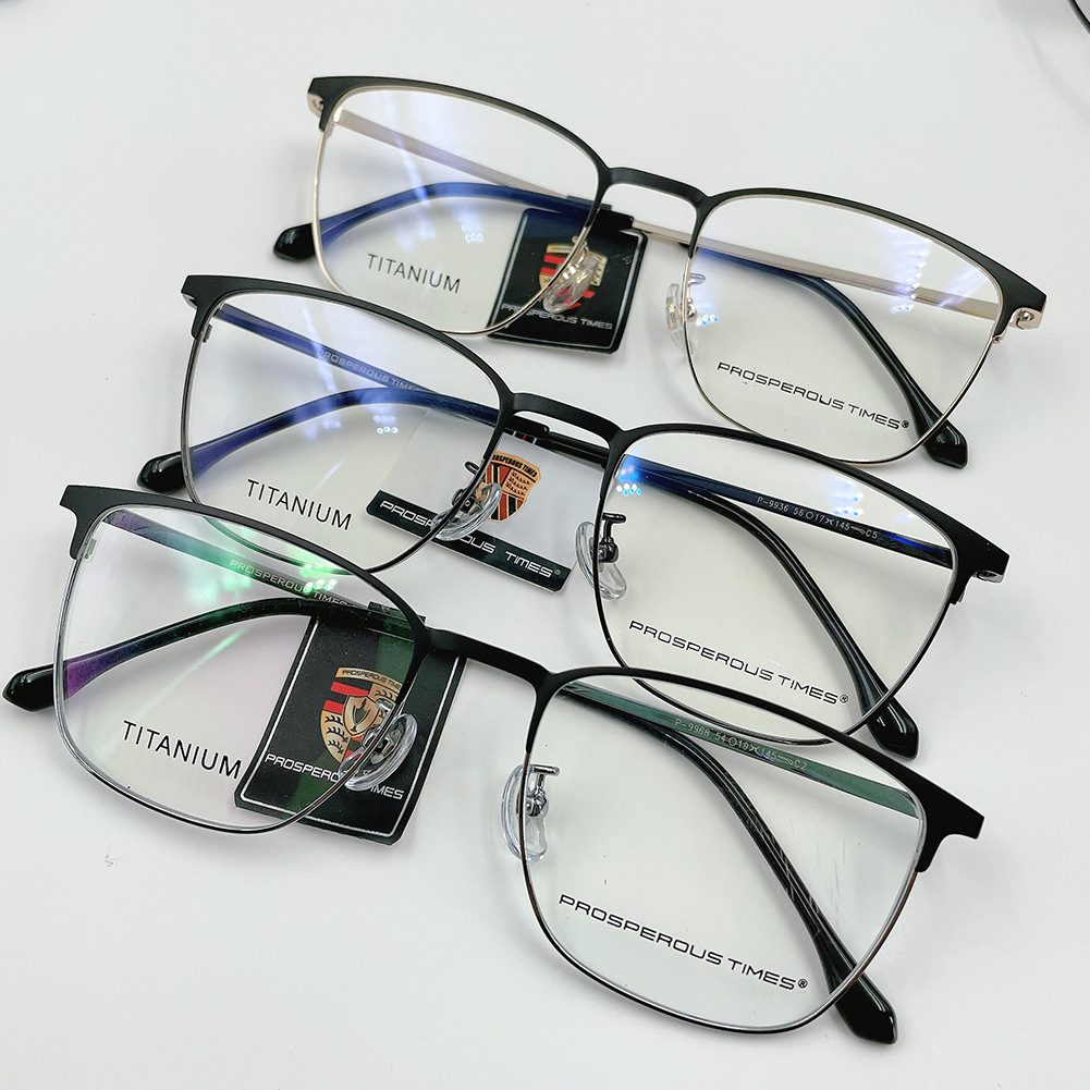 保马时捷光学眼镜纯钛镜架暴镜龙镜框近视眼镜架眉毛钛架镜框批发