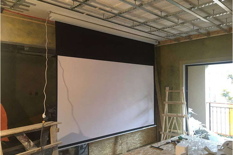 电动天花幕72寸84寸100寸120寸150寸白玻纤遥控家用投影机仪幕布