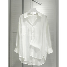 冰丝雪纺防晒衣女夏季薄款白色衬衫外套2024新款后背开叉外搭开衫