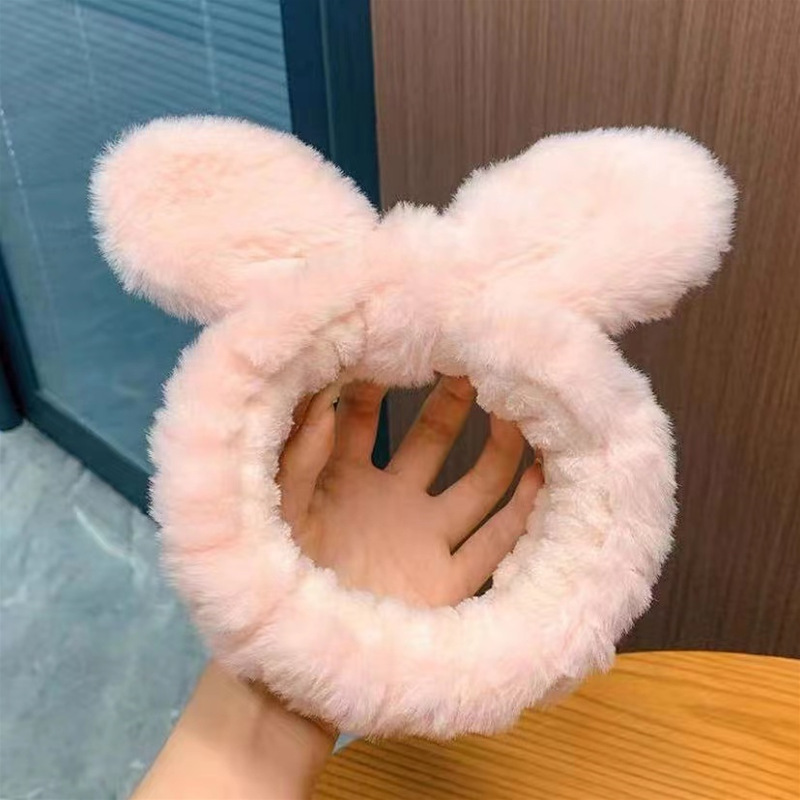 Washing Face Hair Band Cute Rabbit Ear Hair Band Apply a Facial Mask Special Hair Band Winter Bow Imitation Rabbit Fur Plush Headdress