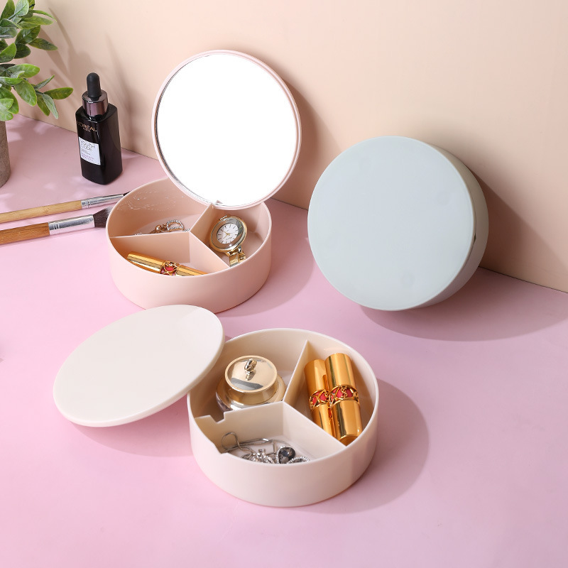 Desktop Makeup Mirror Student Dormitory with Storage Box Dressing Mirror HD Princess Mirror Factory Wholesale