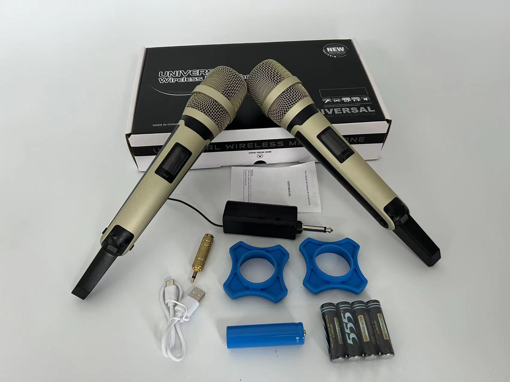 skm9000无线麦克风一拖二v段调频家用声卡户外音响k歌卡拉ok舞台