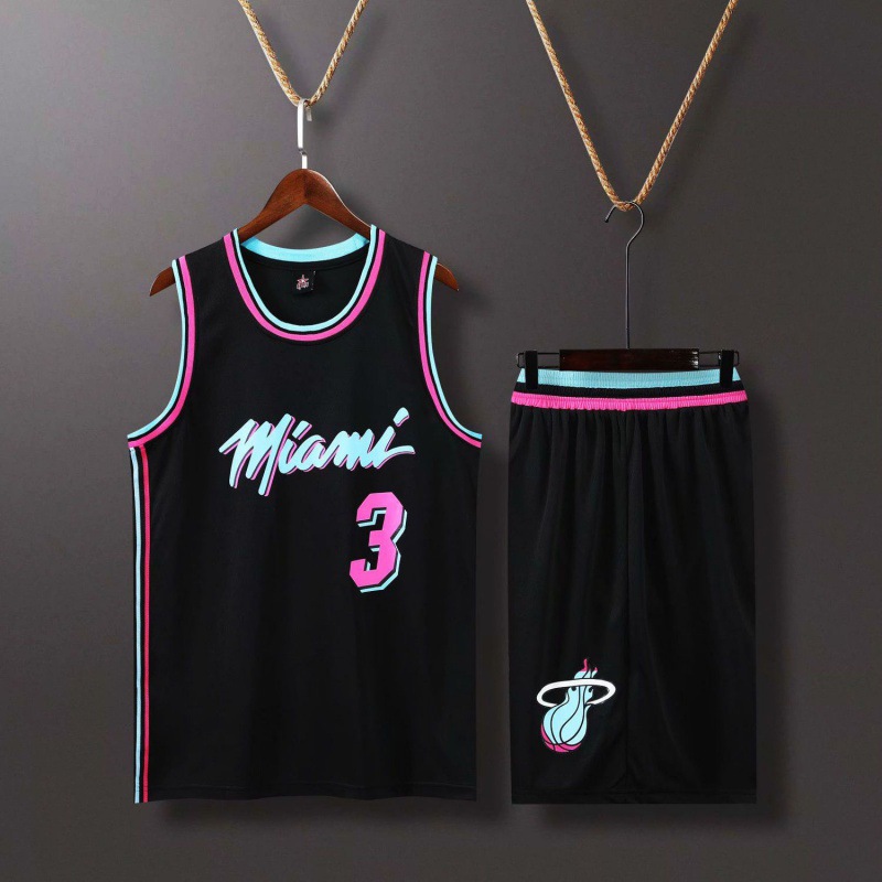 新款热火队3号韦德球衣篮网11号城市版8号科比男女热压篮球服套装