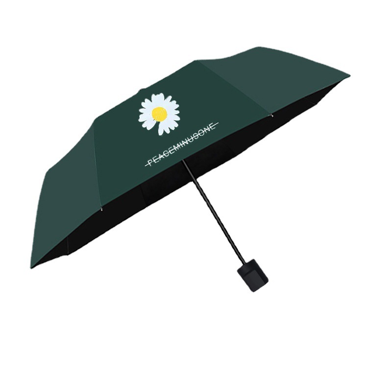 Small Chrysanthemum Umbrella Business Advertising Logo Vinyl Sun Protective Sunny Umbrella Manual Triple Folding Umbrella Sun Umbrella Men and Women Wholesale