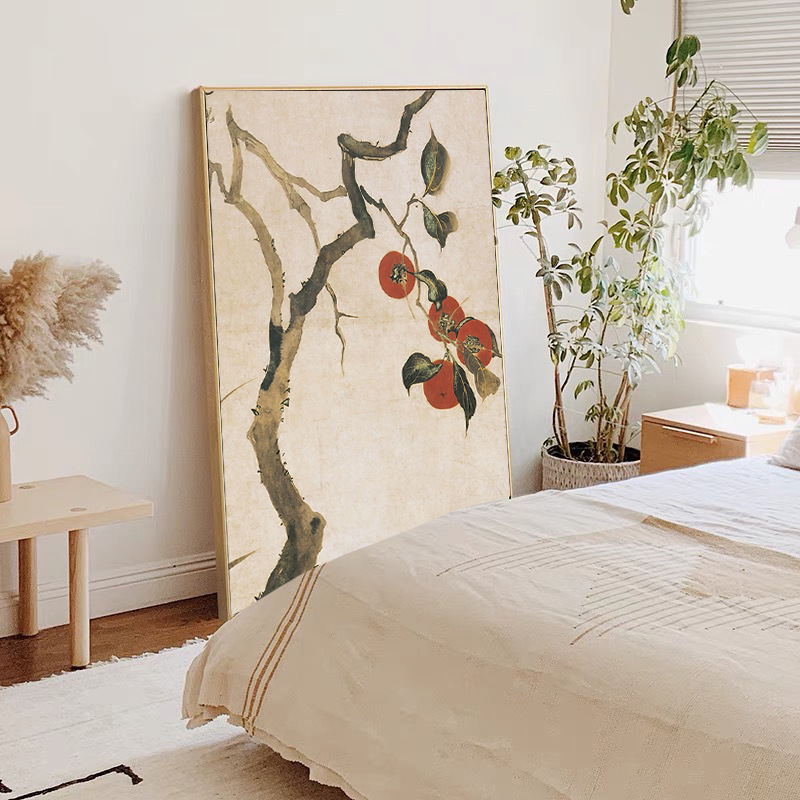 事事如意柿子树客厅装饰画沙发背景墙挂画中国风新中式大幅落地画