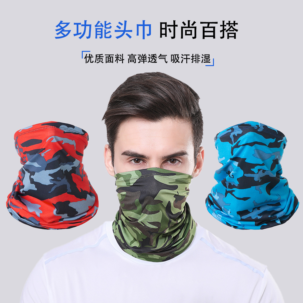 Cross-Border Hot Sale Sunscreen Headscarf Sports Outdoor Multi-Functional Cycling Headscarf Summer Ice Silk Headscarf Sweat-Absorbent Quick-Drying