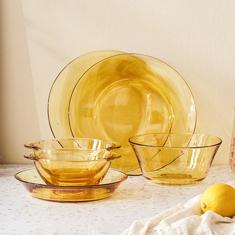 美国visions康宁耐热玻璃餐具双耳碗沙拉碗家用碗碟套装晶灿系列