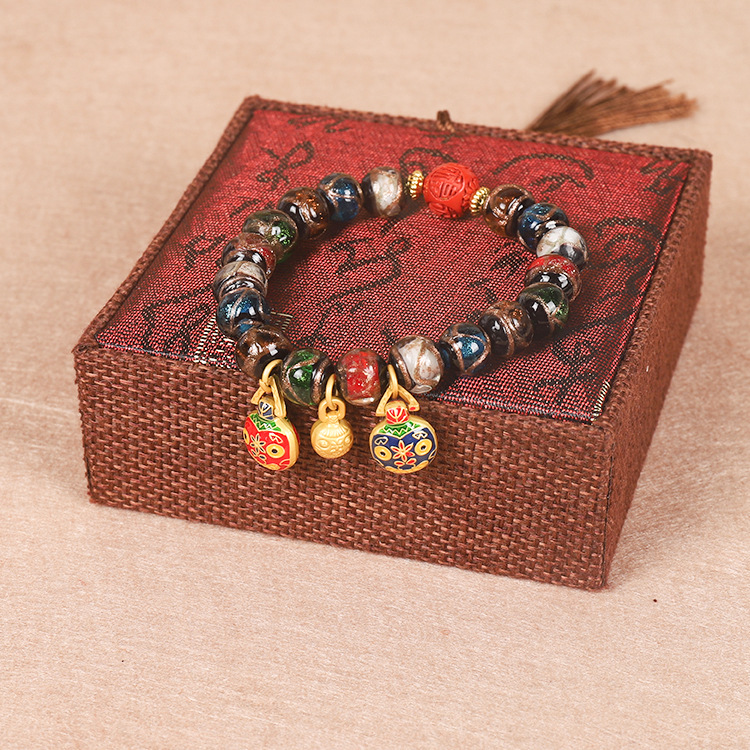 High-Content Cinnabar Colored Glaze Bracelet Swallowing Gold Beast Couple Bracelet New Design Fragrant Gray Colored Glaze Bracelet