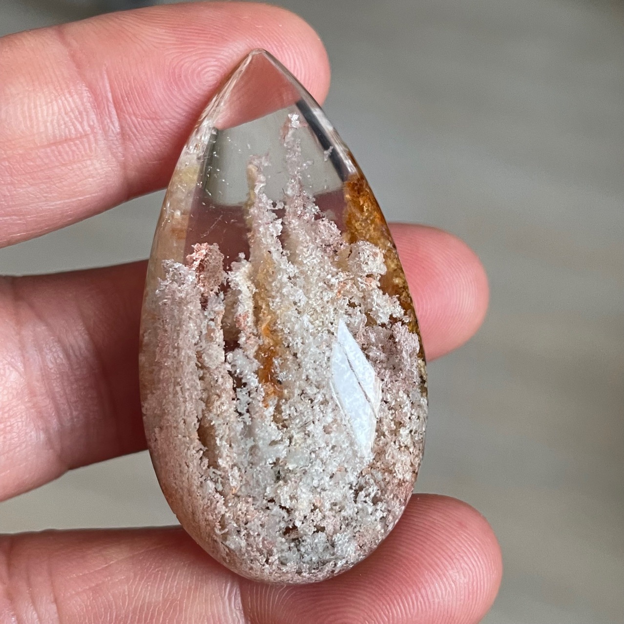 天然粉幽灵水滴晶莹剔透景色宜人吊坠-阿里巴巴