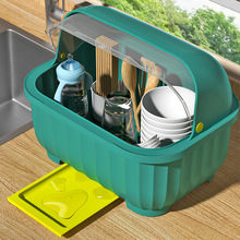 厨房沥水碗盘柜带盖子放碗箱装碗碟盘餐具家用小型置物架子碗筷收