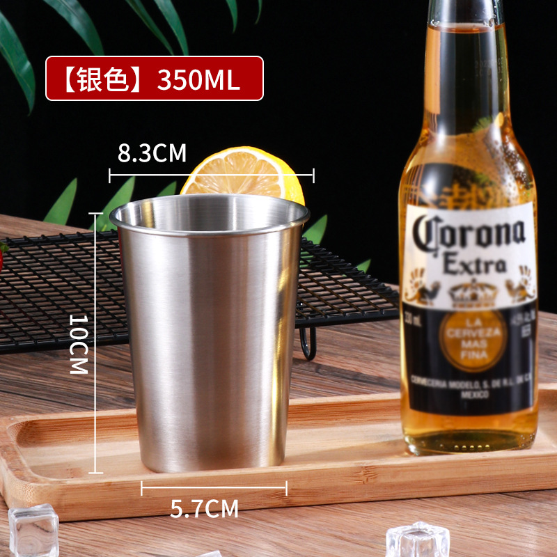 304 Stainless Steel Beer Jar Ins Industrial Wine Glass Curling Single Layer Water Cup Cup Customized Cold Drink Milky Tea Cup