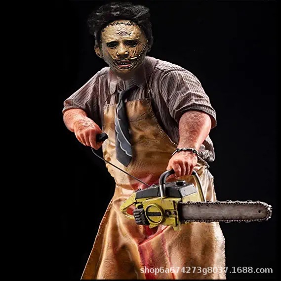 跨境新款影视道具德州电锯杀人狂皮脸面具头套影视道具乳胶面具-阿里