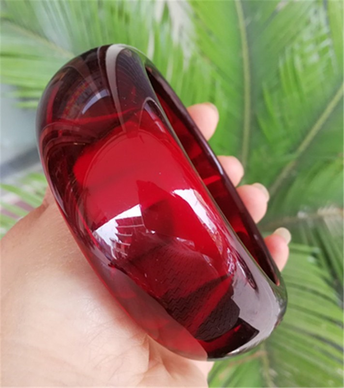 波罗的海蜜蜡酒红宽面血珀手镯琥珀手镯男女款打磨手链佩戴附证书