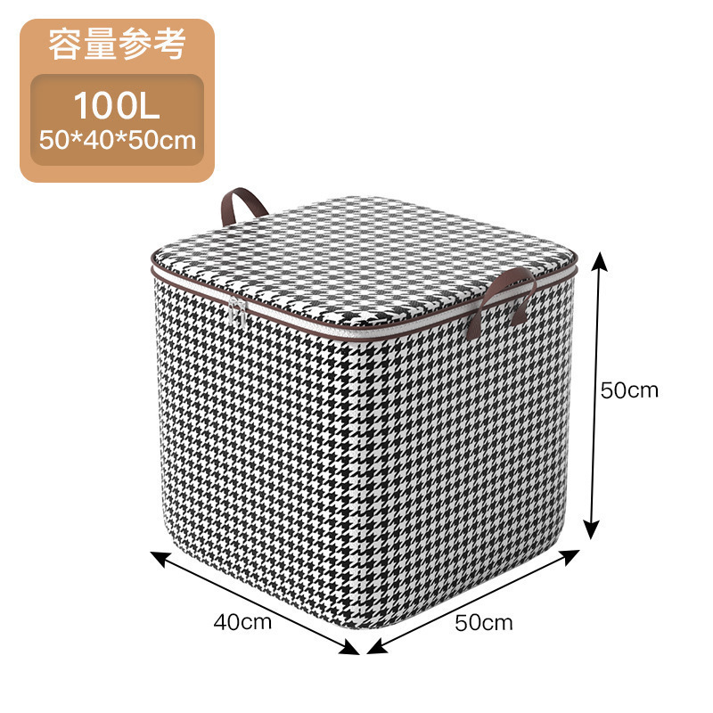 Houndstooth Clothing Quilt Buggy Bag Moving Packing Bag Large Capacity Clothes Waterproof Moisture-Proof Non-Woven Stuff Bag