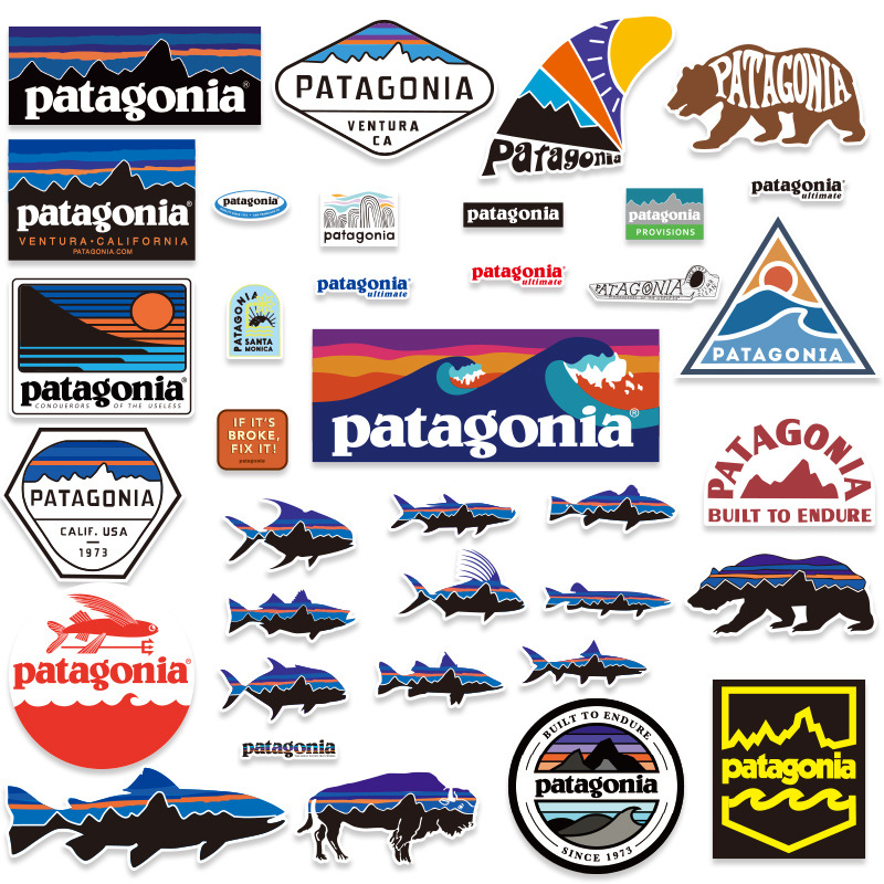 patagonia贴纸36张个性户外笔记本电脑保温杯平板旅行箱贴纸批发