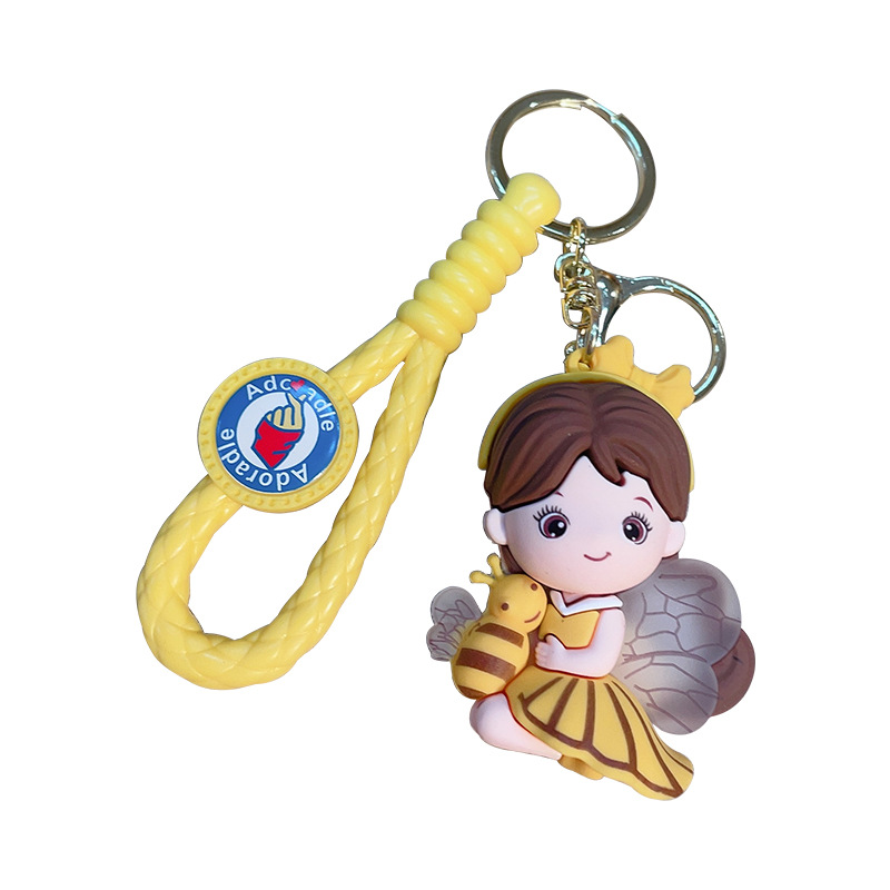 Creative Trending Couple Elf Girl Keychain Schoolbag Pendant Doll Boy Car Key Hanging Ornament Small Gift