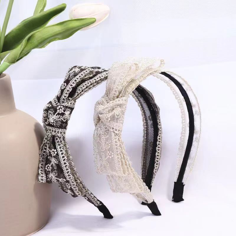 4cm factory direct supply milk silk gold and silver silk bow headband hair accessories lace diy bow