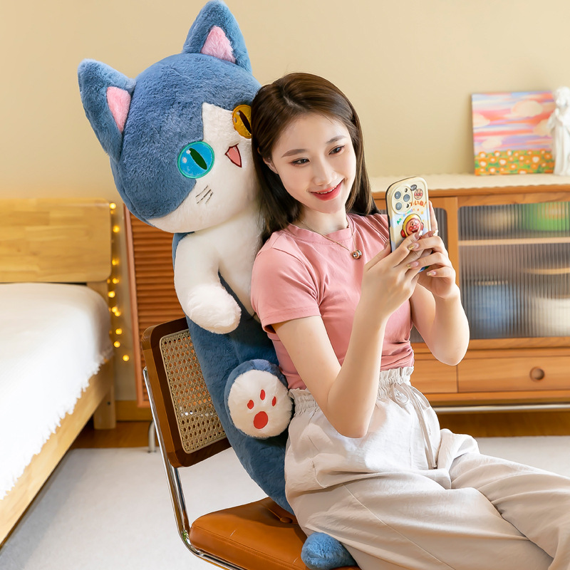 Shark Cat Doll Pillow Creative Alien Pupil Shark Cat Plush Toy Big Ragdoll Girl Long Strip Leg-Supporting Doll