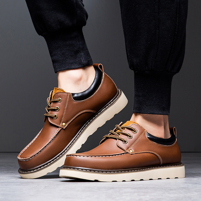 Extra Large Size Men's Shoes 2023 Spring New Retro Work Shoes American Outdoor Casual Leather Shoes Big Toe Martin Shoes