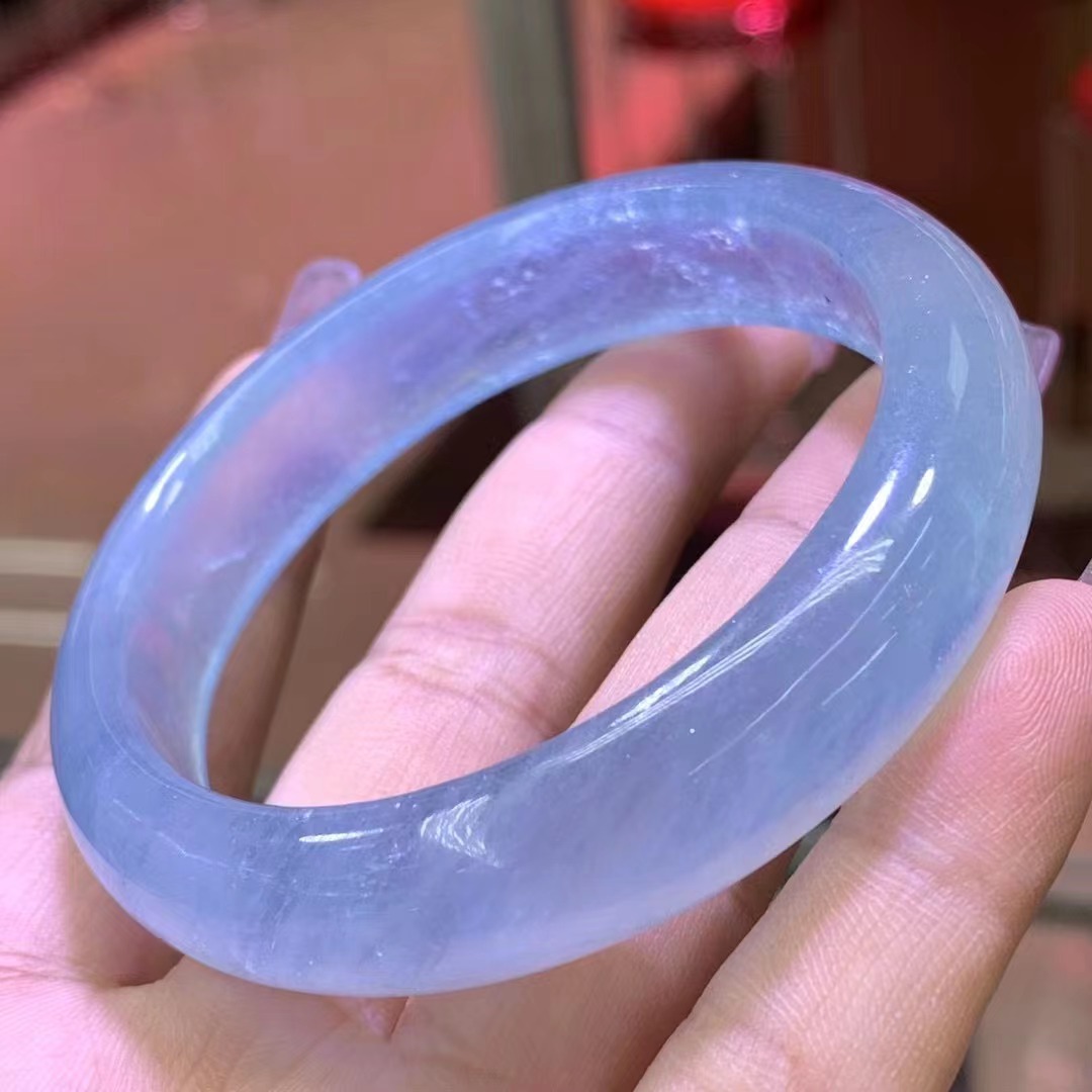 天然海蓝宝手镯 搭配雕刻吊坠 干净无杂晶体通透起荧光冰透品质佳
