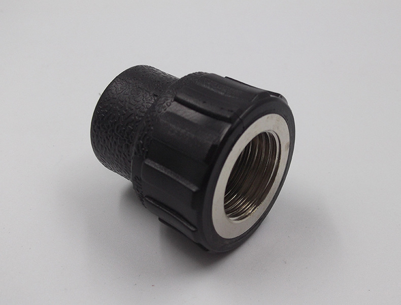 立勤 新料黑色pe内丝直接内牙直通内螺纹pe接头管件接头