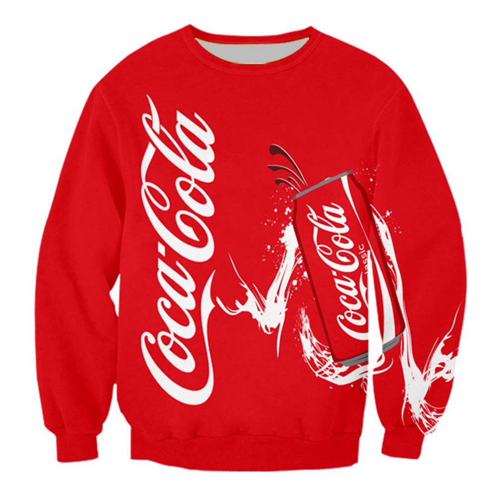 厂家跨境 批发 可口可乐cocacola 3d印花男式卫衣长袖 一件代发