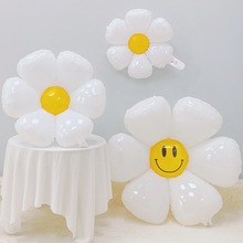 生日装饰布置花朵白色小雏菊铝膜气球鸡蛋宝宝儿童太阳花户外活动