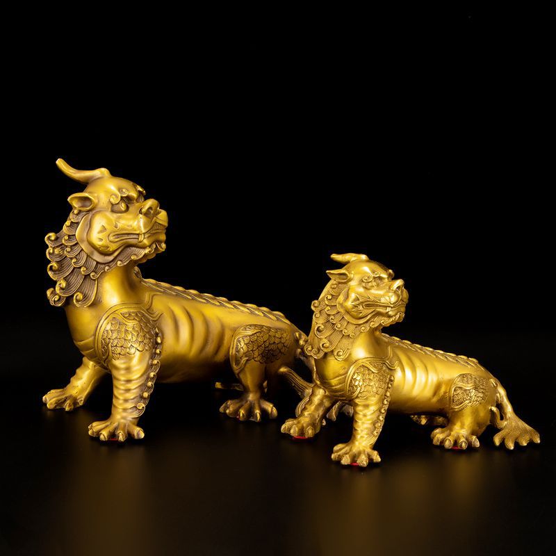 纯黄铜谛听摆件地藏王坐骑独角神兽铜貔貅地听客厅摆件家居装饰品