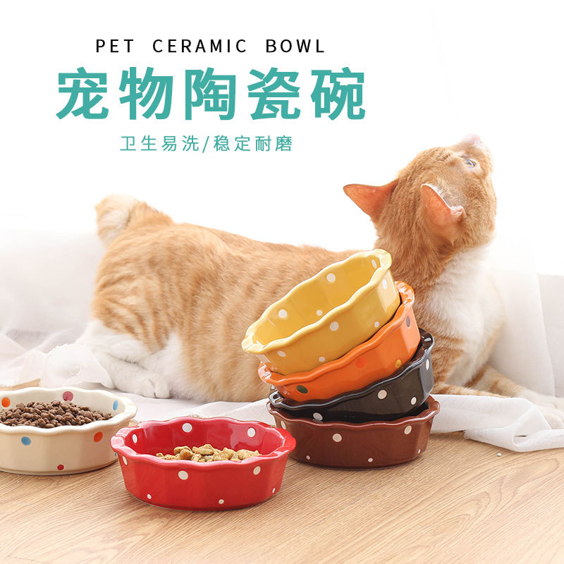 ceramic cat bowl shelf protection cervical spine anti-black chin cat food holder small dog teddy tilt cat food bowl cat-related products